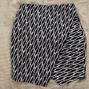 Ann Taylor LOFT ikat navy white tulip pencil skirt